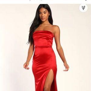 Long Red Satin Dress